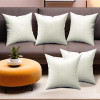Set of 5 16x16 Inches Washable &amp; Removable Sofa Pillow Cover with Zip for Living Room | Aesthetic Sofa Cushion Covers for Bedroom | Zig Zag Embroidery - White