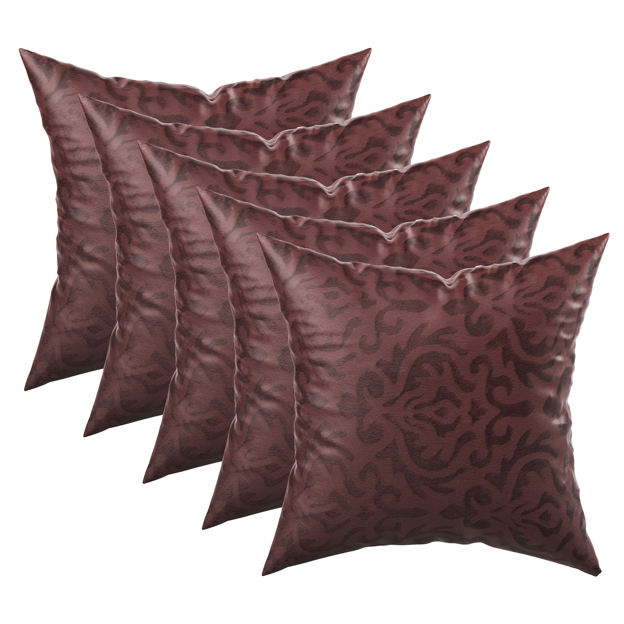 Kuber Industries Set of 5 16x16 Inches Washable  Removable Velvet Sofa Pillow Covers with Zip  Soft Sofa Cushion Covers for Home  Bedroom Interiors  Floral Design - Brown