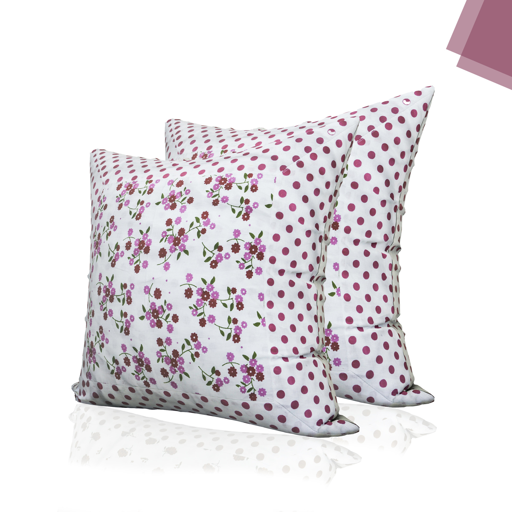 Kuber Industries Set of 5 Cushion Cover  16x16 Inch  Cotton Cushion for Sofa  Sofa Cushion Set  Pillow Cover Set  Throw Cushion Cover  Cushion Case for Dcor  Dot-Pink Flower  White