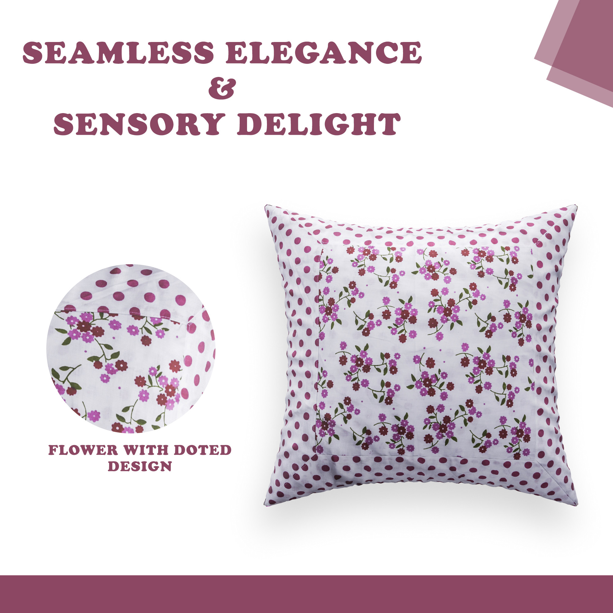 Kuber Industries Set of 5 Cushion Cover  16x16 Inch  Cotton Cushion for Sofa  Sofa Cushion Set  Pillow Cover Set  Throw Cushion Cover  Cushion Case for Dcor  Dot-Pink Flower  White