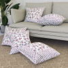 Set of 5 Cushion Cover | 16x16 Inch | Cotton Cushion for Sofa | Sofa Cushion Set | Pillow Cover Set | Throw Cushion Cover | Cushion Case for Décor | Dot-Pink Flower | White