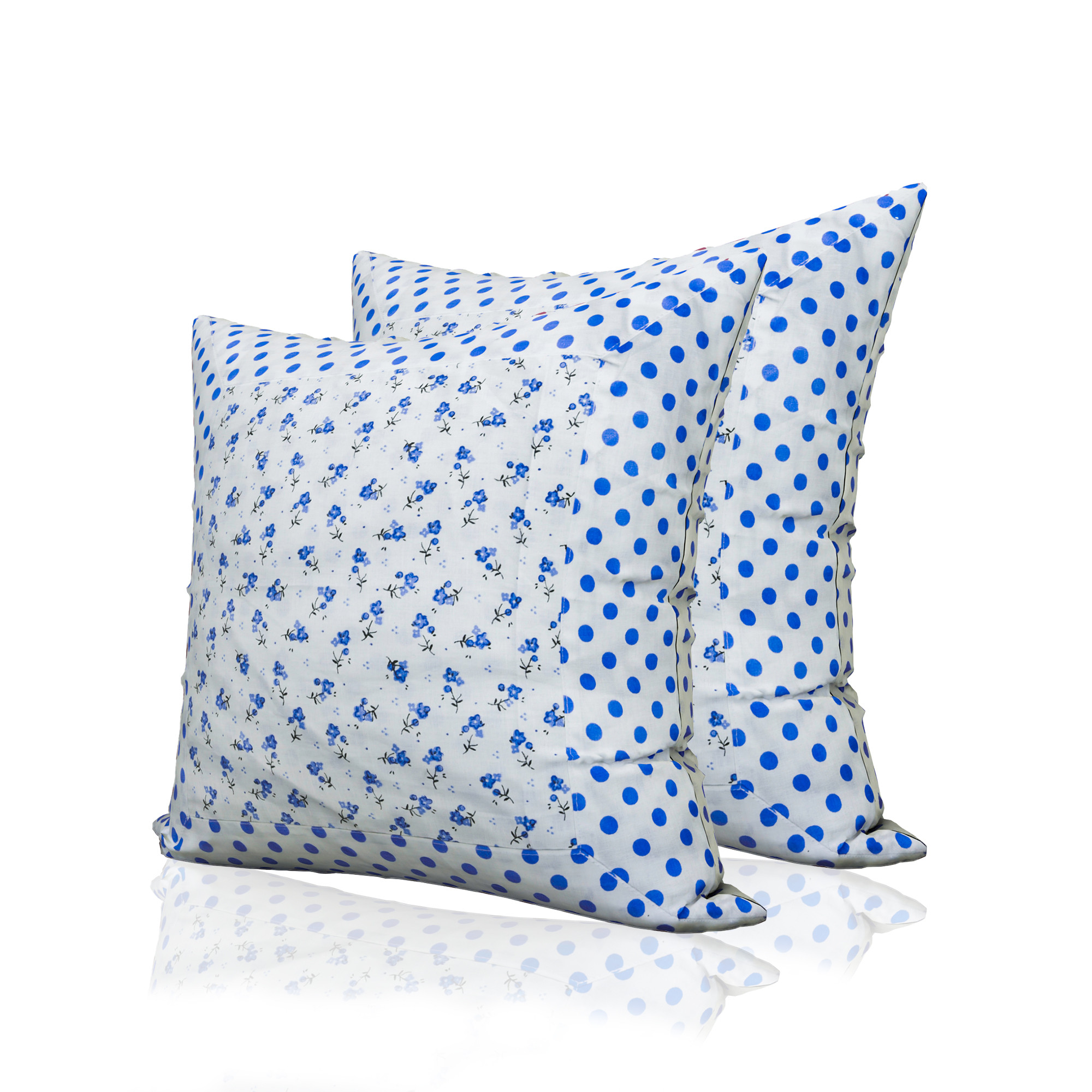 Kuber Industries Set of 5 Cushion Cover  16x16 Inch  Cotton Cushion for Sofa  Throw Cushion Cover  Sofa Cushion Set  Pillow Cover Set  Cushion Case for Dcor  Dot-Blue Flower  White