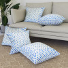 Set of 5 Cushion Cover | 16x16 Inch | Cotton Cushion for Sofa | Throw Cushion Cover | Sofa Cushion Set | Pillow Cover Set | Cushion Case for Décor | Dot-Blue Flower | White