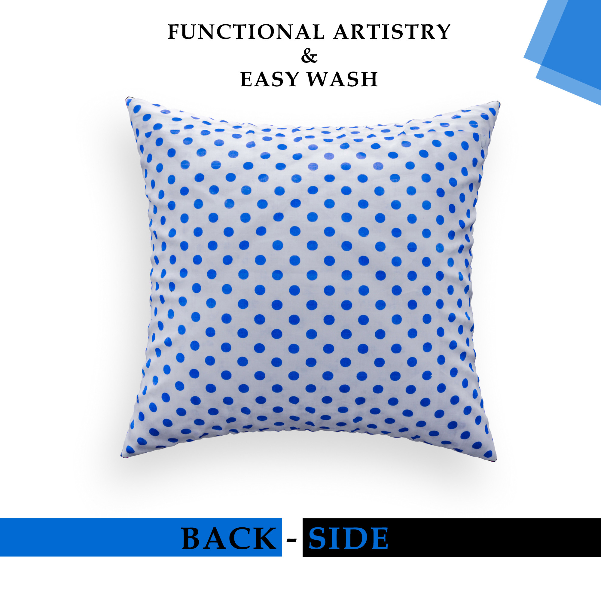 Kuber Industries Set of 5 Cushion Cover  16x16 Inch  Cotton Cushion for Sofa  Throw Cushion Cover  Sofa Cushion Set  Pillow Cover Set  Cushion Case for Dcor  Dot-Blue Flower  White