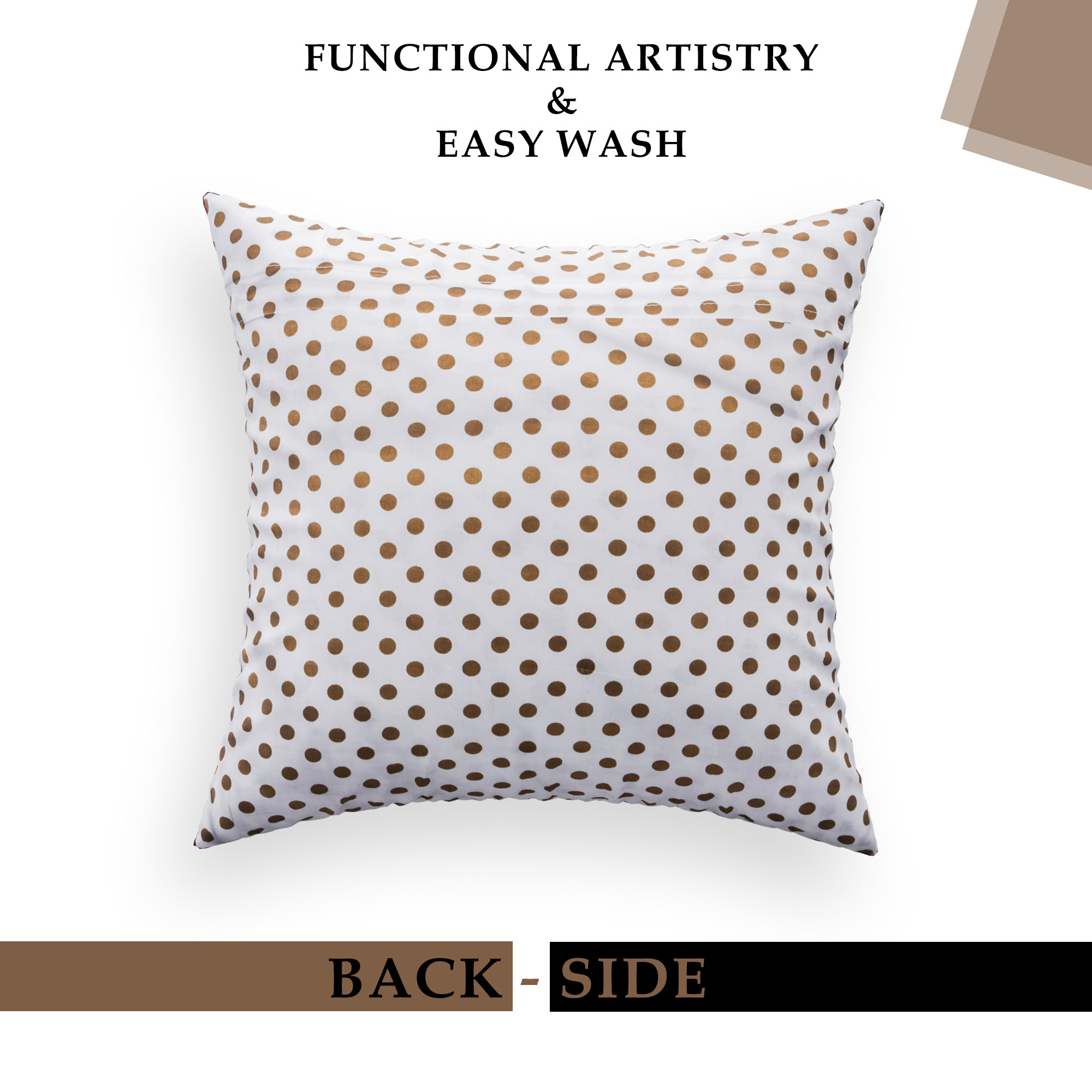 Kuber Industries Set of 5 Cushion Cover  16x16 Inch  Sofa Cushion Set  Pillow Cover Set  Cotton Cushion for Sofa  Throw Cushion Cover  Cushion Case for Dcor  Dot-Brown Flower  White