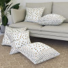 Set of 5 Cushion Cover | 16x16 Inch | Sofa Cushion Set | Pillow Cover Set | Cotton Cushion for Sofa | Throw Cushion Cover | Cushion Case for Décor | Dot-Brown Flower | White