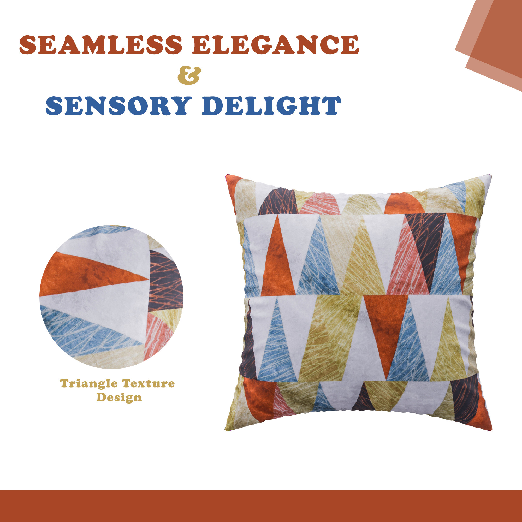 Kuber Industries Set of 5 Cushion Cover  16x16 Inch  Velvet Cushion for Sofa  Throw Cushion Cover  Sofa Cushion Set  Pillow Cover Set  Cushion Case for Dcor  Triangle Design  Multicolor