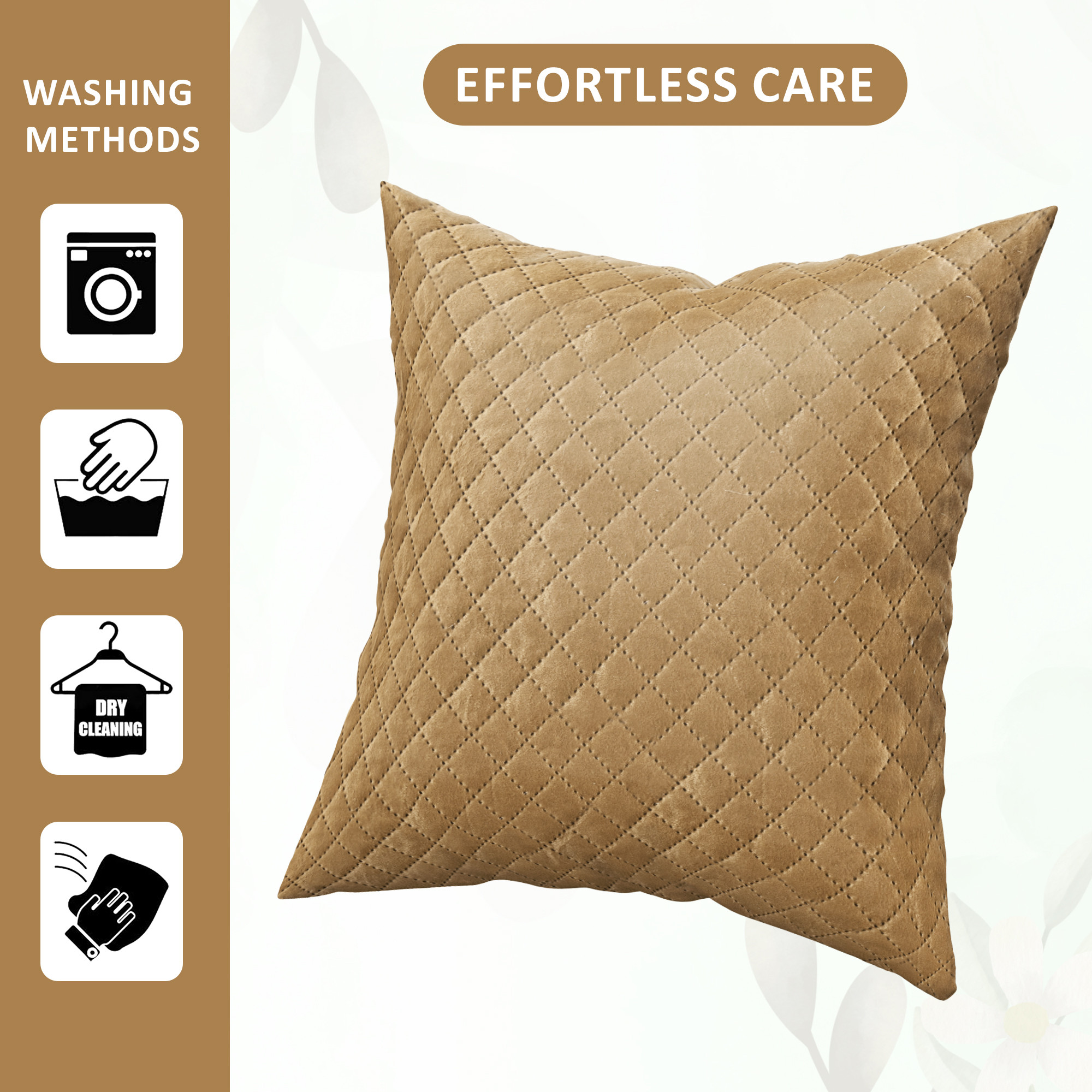 Kuber Industries Set of 5 Decorative Sofa Cushion Covers 16 inch x 16 inch with Zip  Aesthetic Sofa Pillow Cover for Living Room Bedroom  Home  Quilted Checks - Golden