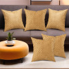 Set of 5 Decorative Sofa Cushion Covers 16 inch x 16 inch with Zip | Aesthetic Sofa Pillow Cover for Living Room, Bedroom &amp; Home | Quilted Checks - Golden