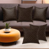 Set of 5 Decorative Sofa Cushion Covers 16 inch x 16 inch with Zip | Aesthetic Sofa Pillow Cover for Living Room, Bedroom &amp; Home | Quilted Checks - Brown