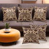 Set of 5 Decorative Sofa Cushion Covers 16 inch x 16 inch with Zip | Aesthetic Sofa Pillow Cover for Living Room, Bedroom &amp; Home | Leaf Design - Golden &amp; Brown