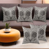 Set of 5 Decorative Sofa Cushion Covers 16 inch x 16 inch with Zip | Aesthetic Sofa Pillow Cover for Living Room, Bedroom & Home | Flower Design - Black & Grey