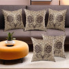 Set of 5 Decorative Sofa Cushion Covers 16 inch x 16 inch with Zip | Aesthetic Sofa Pillow Cover for Living Room, Bedroom &amp; Home | Flower Design - Golden &amp; Brown