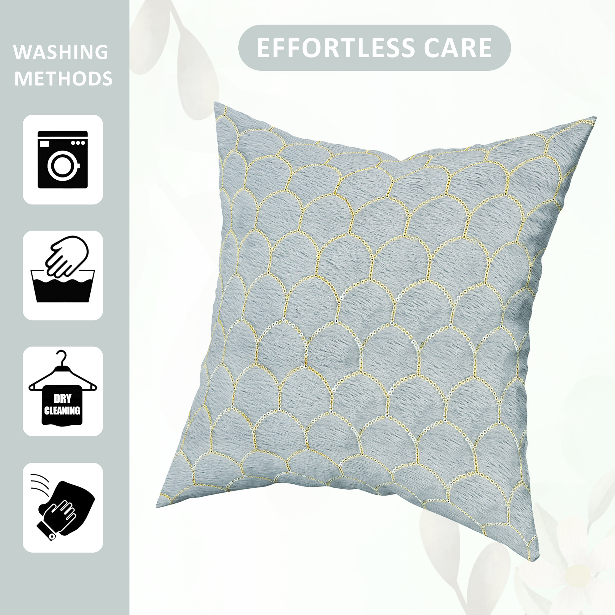 Kuber Industries Set of 5 Decorative Velvet Sofa Cushion Covers 16 inch x 16 inch with Zip  Aesthetic Sofa Pillow Cover for Home  Office  Sequines Bubble Design - Grey