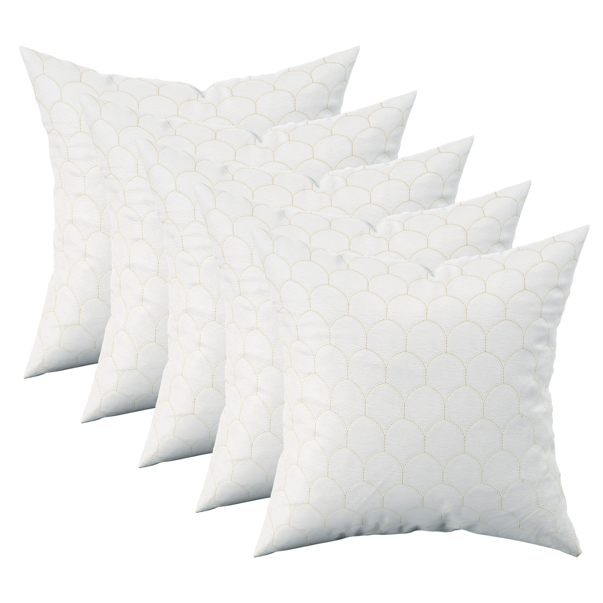 Kuber Industries Set of 5 Decorative Velvet Sofa Cushion Covers 16 inch x 16 inch with Zip  Aesthetic Sofa Pillow Cover for Home  Office  Sequines Bubble Design - White