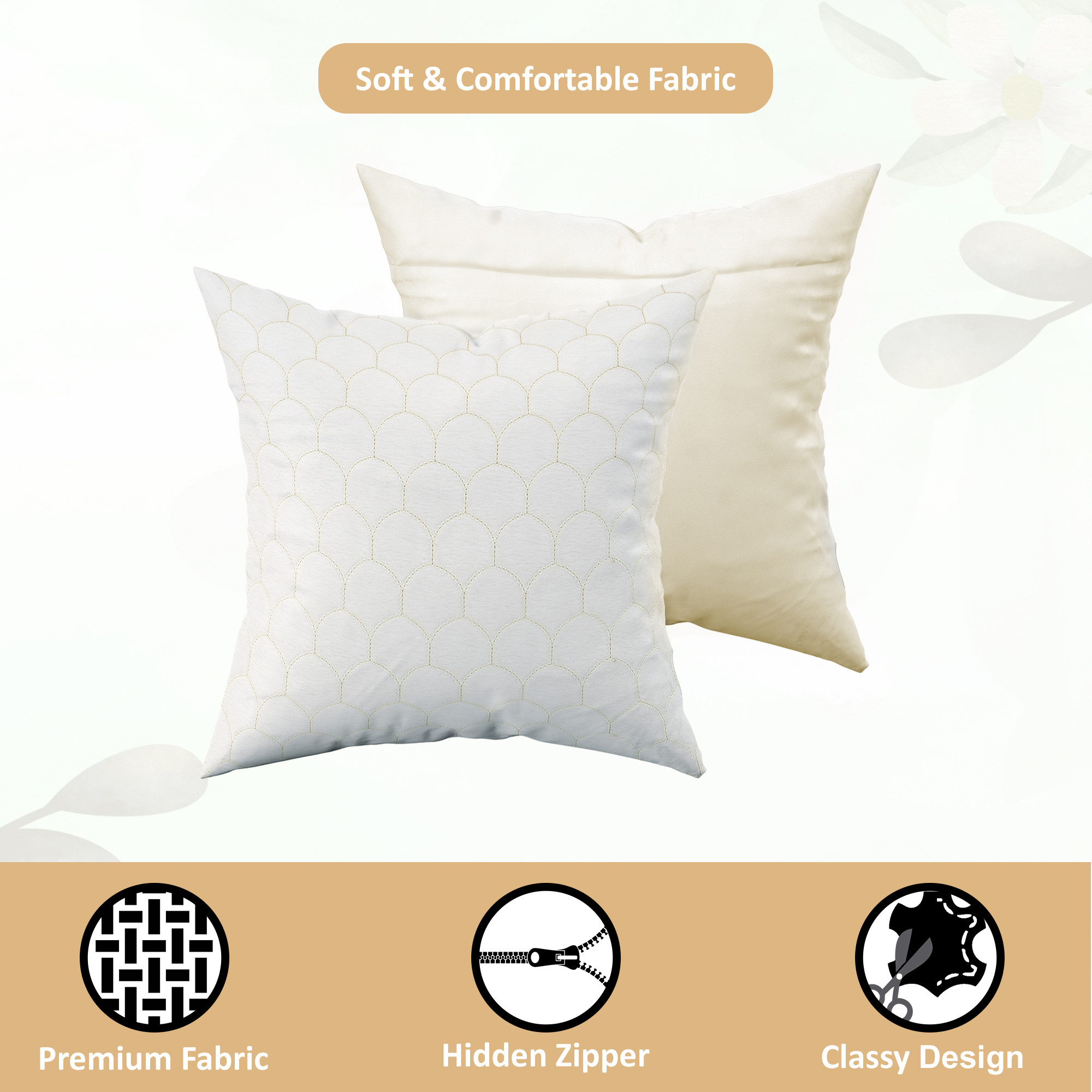 Kuber Industries Set of 5 Decorative Velvet Sofa Cushion Covers 16 inch x 16 inch with Zip  Aesthetic Sofa Pillow Cover for Home  Office  Sequines Bubble Design - White