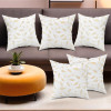 Set of 5 Decorative Velvet Sofa Cushion Covers 16 inch x 16 inch with Zip | Aesthetic Sofa Pillow Cover for Home &amp; Office | Golden Foil Leaf - White