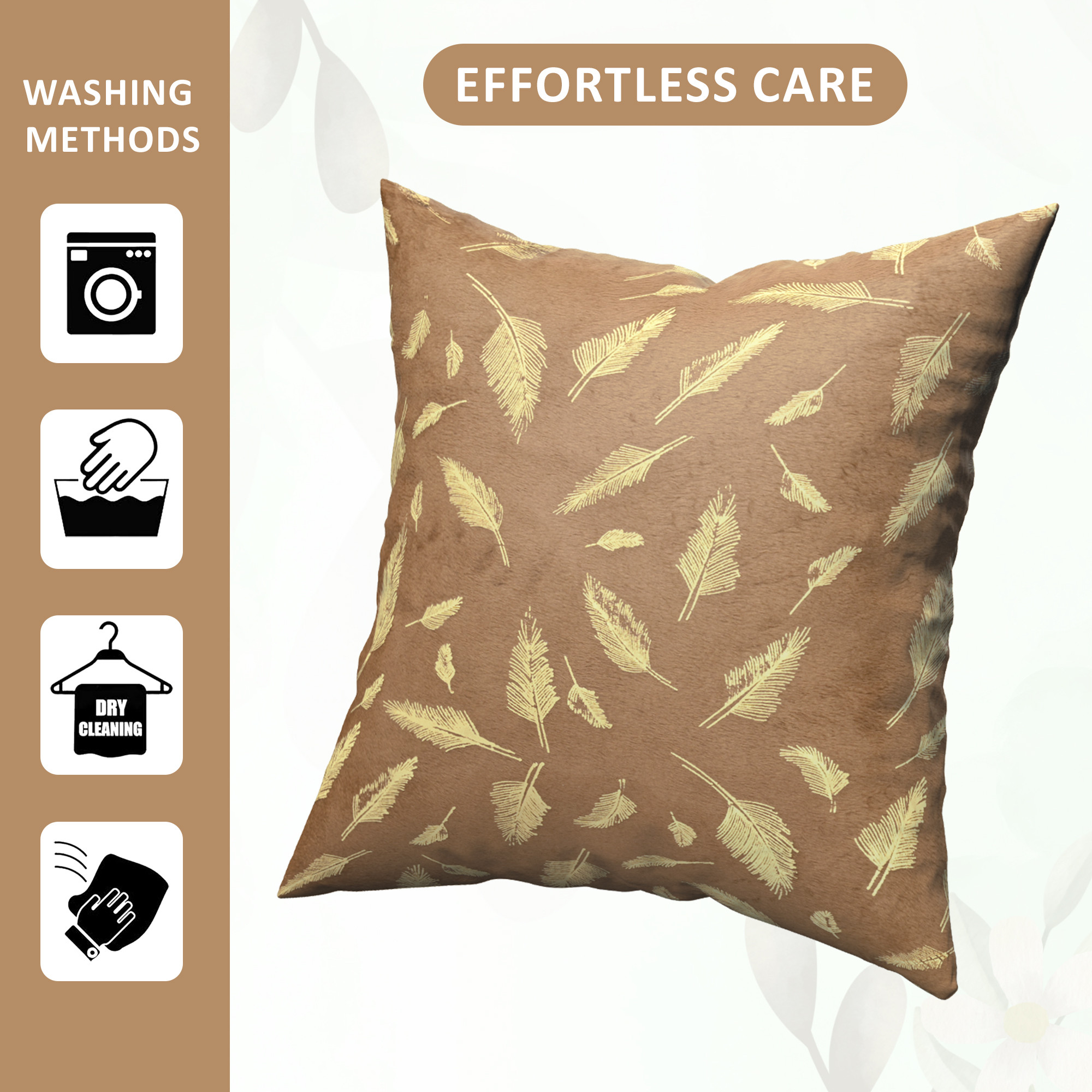 Kuber Industries Set of 5 Velvet Finish Fancy Sofa Pillow Cover for Living Room  Decorative Cushion Covers 16 inch x 16 Inch for Bedroom  Home Decor  Golden Foil Leaf