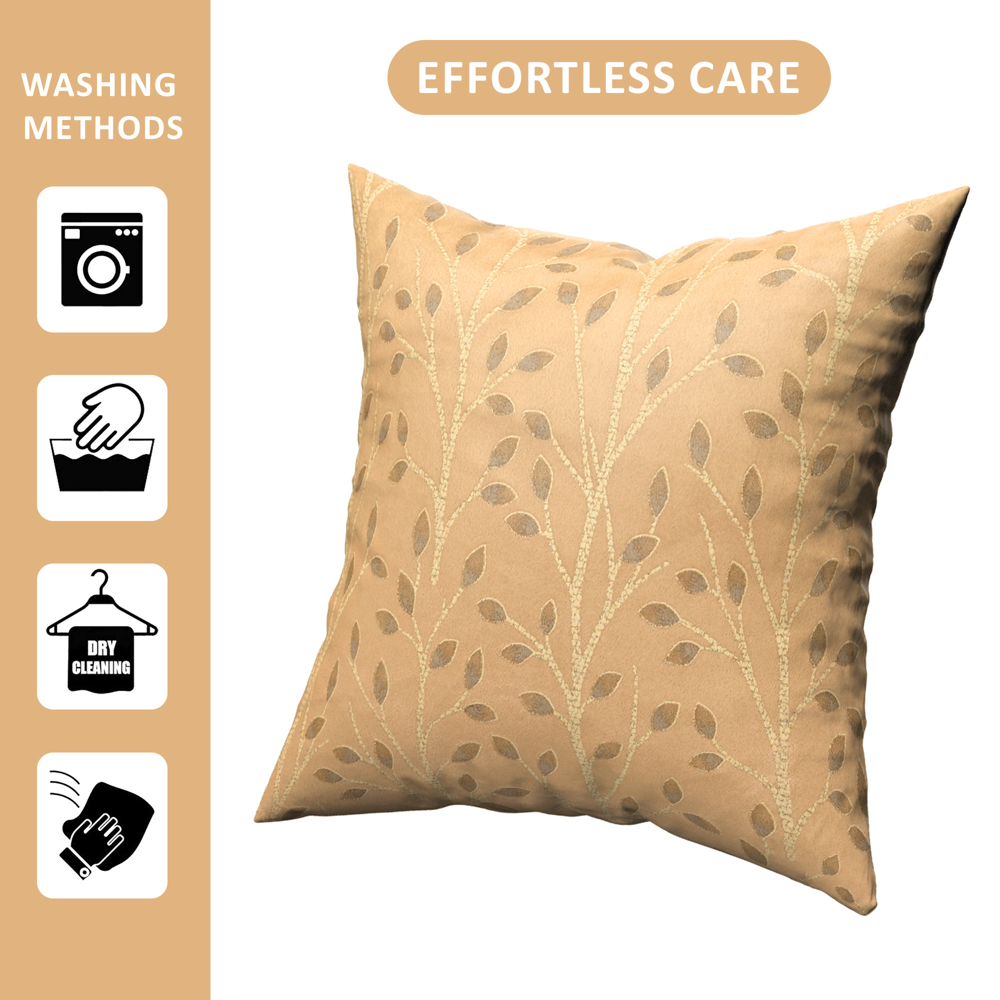 Kuber Industries Set of 5 Velvet Finish Fancy Sofa Pillow Cover for Living Room  Decorative Cushion Covers 16 inch x 16 Inch for Bedroom  Home Decor  Glitter Leaf - Golden