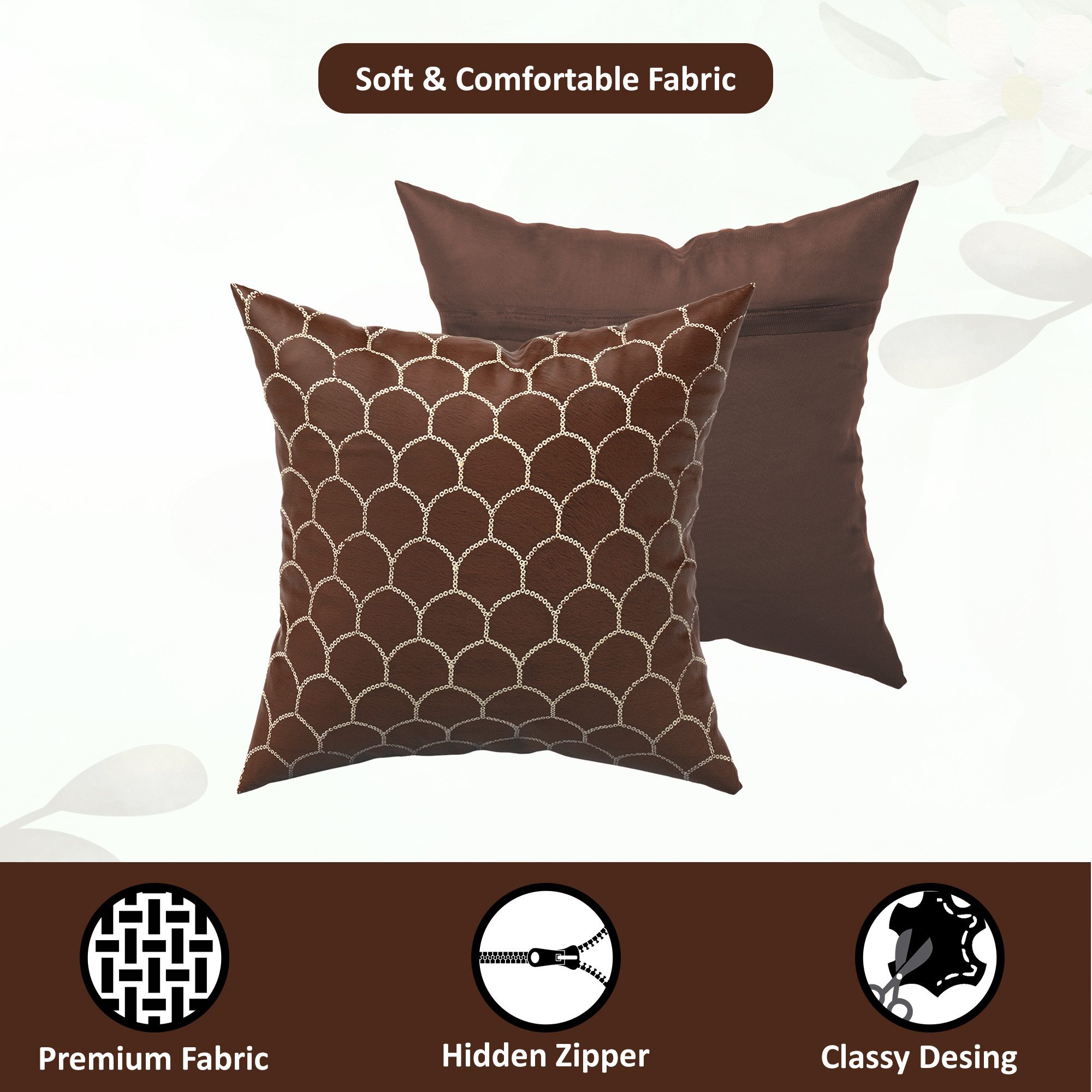 Kuber Industries Set of 5 Velvet Finish Fancy Sofa Pillow Cover for Living Room  Decorative Cushion Covers 16 inch x 16 Inch for Bedroom  Home Decor  Sequins Bubbel - Brown