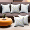 Set of 5 Velvet Finish Fancy Sofa Pillow Cover for Living Room | Decorative Cushion Covers 16 inch x 16 Inch for Bedroom &amp; Home Decor | Leaf Golden - Grey