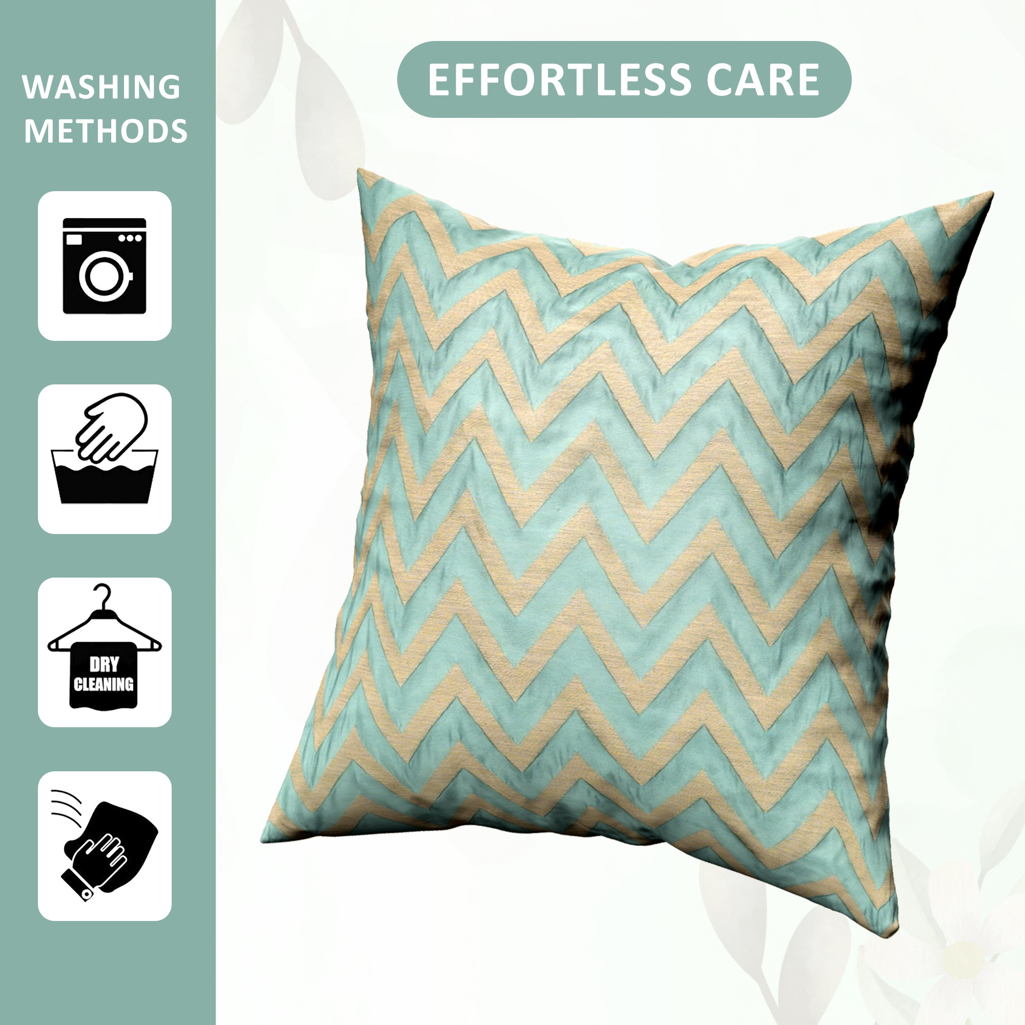 Kuber Industries Set of 5 Washable  Removable Sofa Pillow Cover for Living Room  Decorative Cushion Covers 16 inch x 16 Inch for Bedroom  Home Decor  Zig Zag Golden - Green