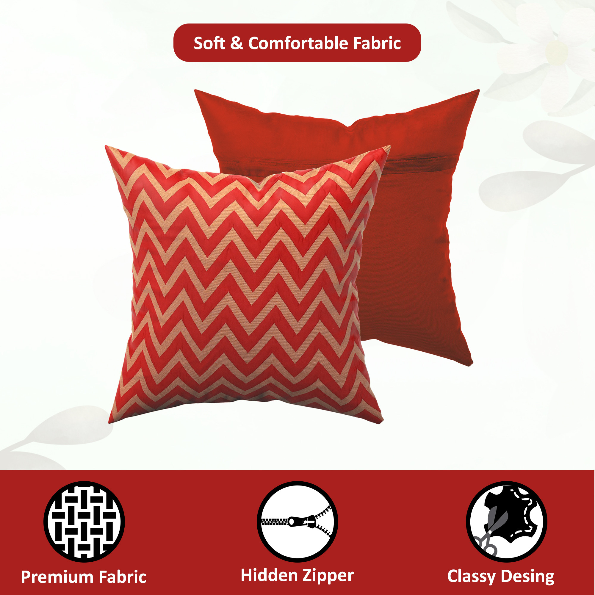 Kuber Industries Set of 5 Washable  Removable Sofa Pillow Cover for Living Room  Decorative Cushion Covers 16 inch x 16 Inch for Bedroom  Home Decor  Zig Zag Golden - Multicolour