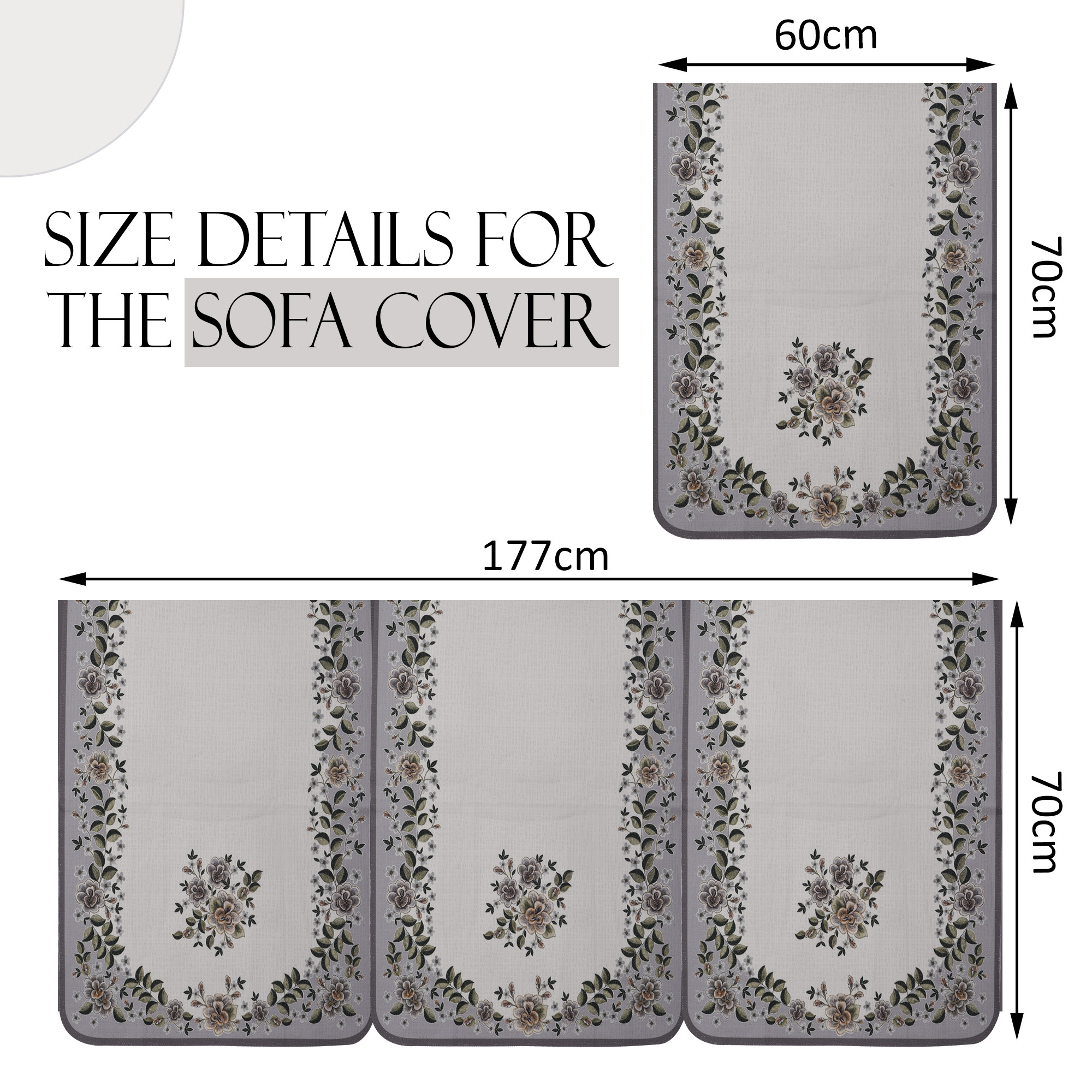 Kuber Industries Set of 6 Aesthetic 21 Seater Sofa Covers for Living Room  Non-Slip Machine Washable  Removable Furniture Protector Slipcovers  Floral - Cream  Green