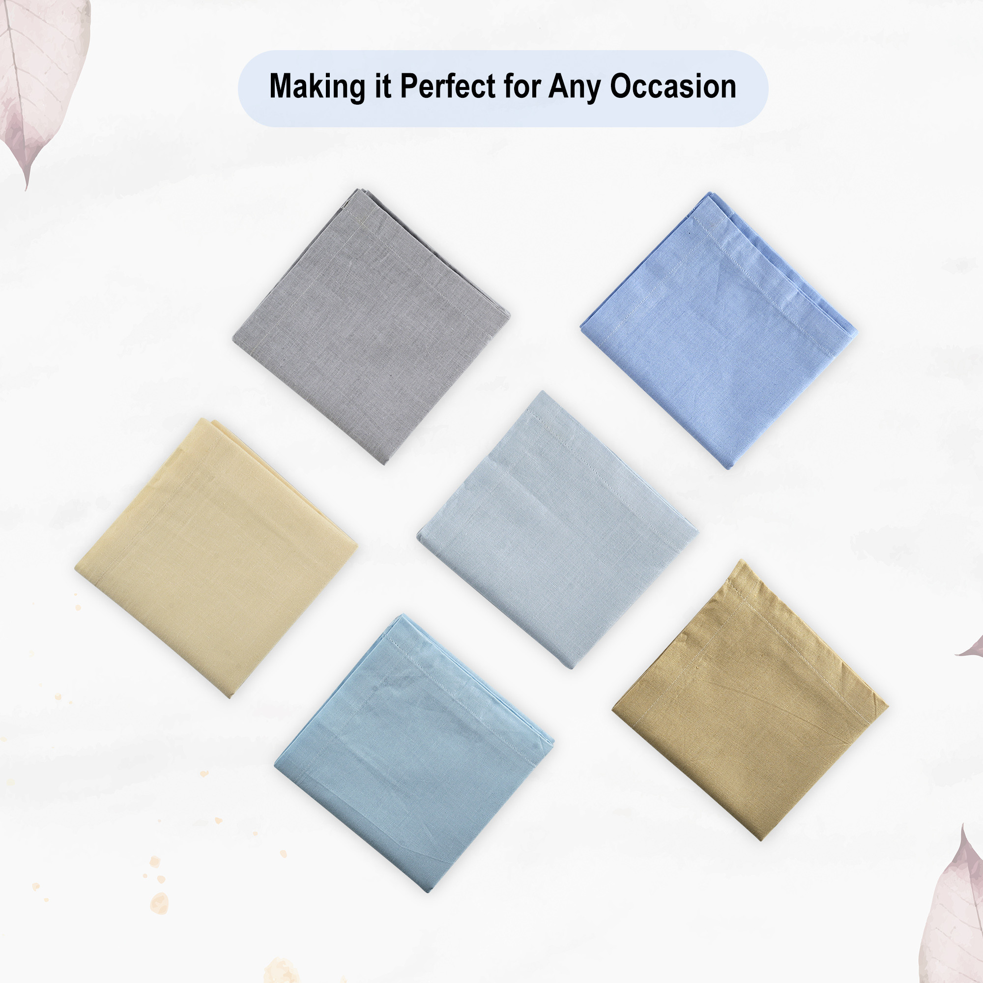 Kuber Industries Set of 6 Premium Cotton Soft Handkerchief For Men With Box  Rumal For Boys  Hanky For Men  Silver  Light Color