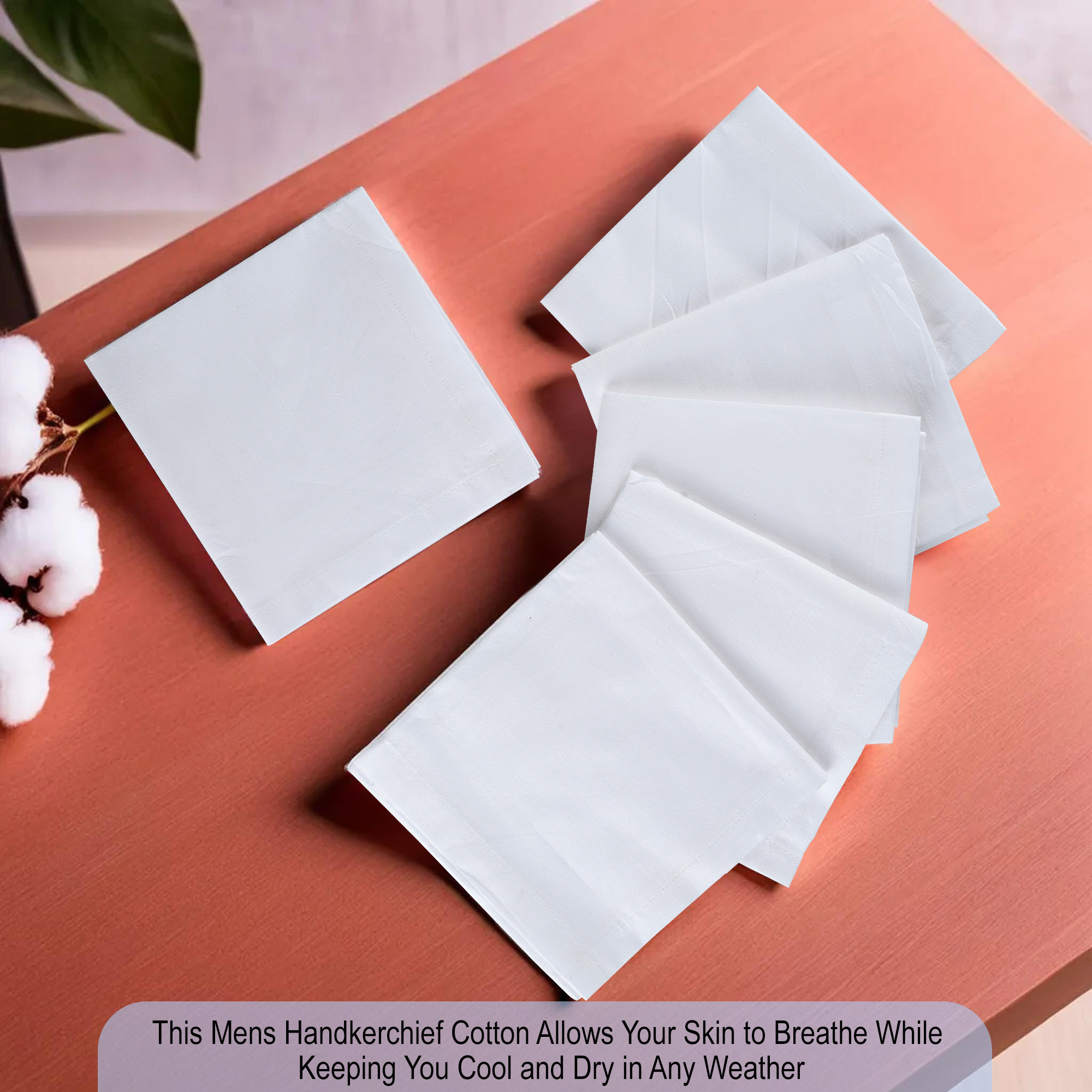 Kuber Industries Set of 6 Premium Cotton Soft Handkerchief For Men With Box  Rumal For Boys  Hanky For Men  Plain Silver  White