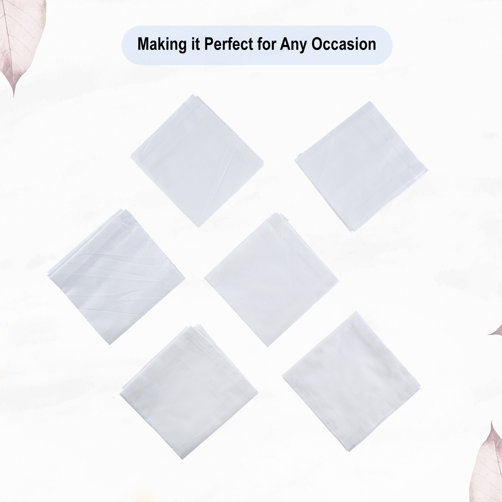 Kuber Industries Set of 6 Premium Cotton Soft Handkerchief For Men With Box  Rumal For Boys  Hanky For Men  Plain Silver  White