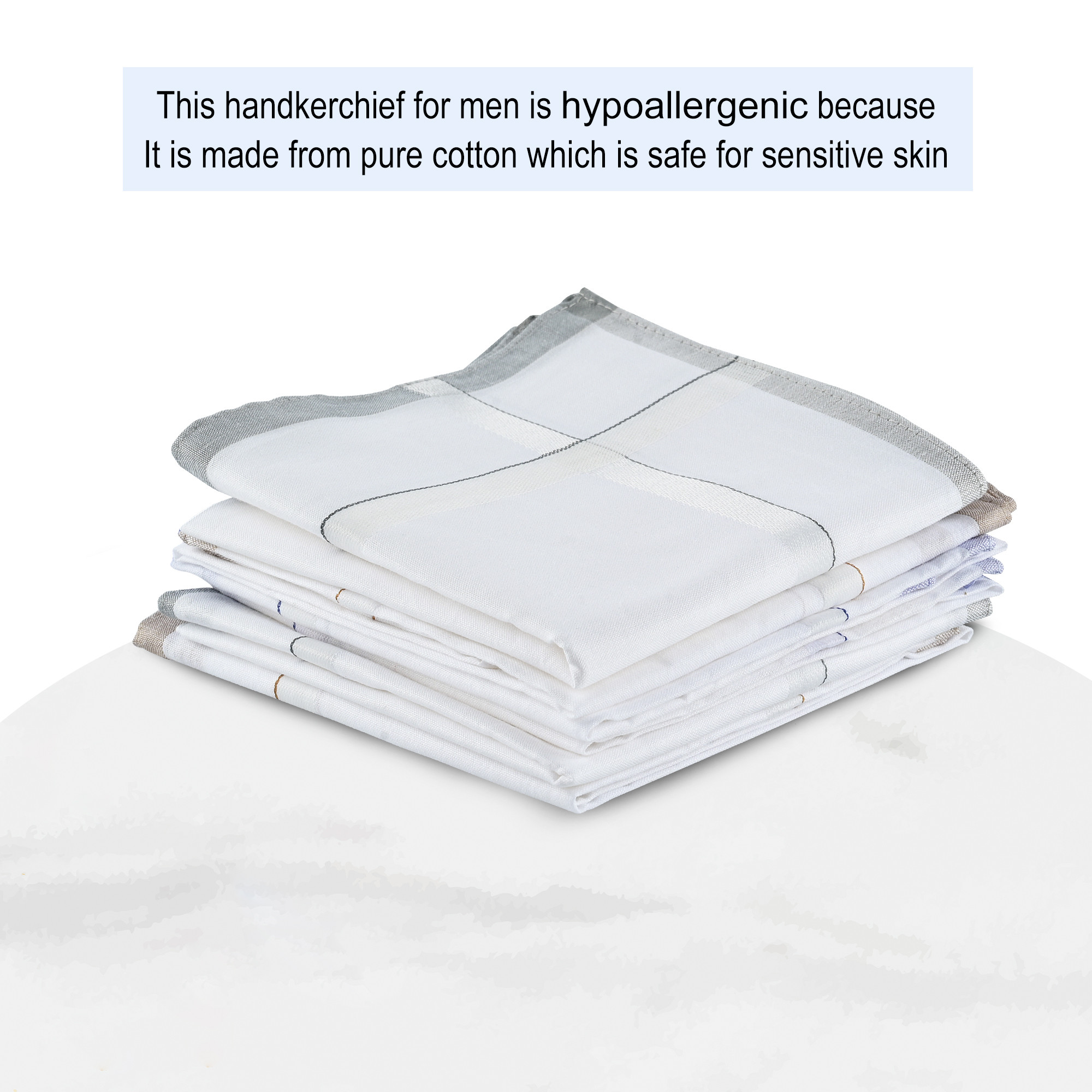 Kuber Industries Set of 6 Premium Cotton Soft Handkerchief For Men With Box  Rumal For Boys  Hanky For Men  Fancy Border  White