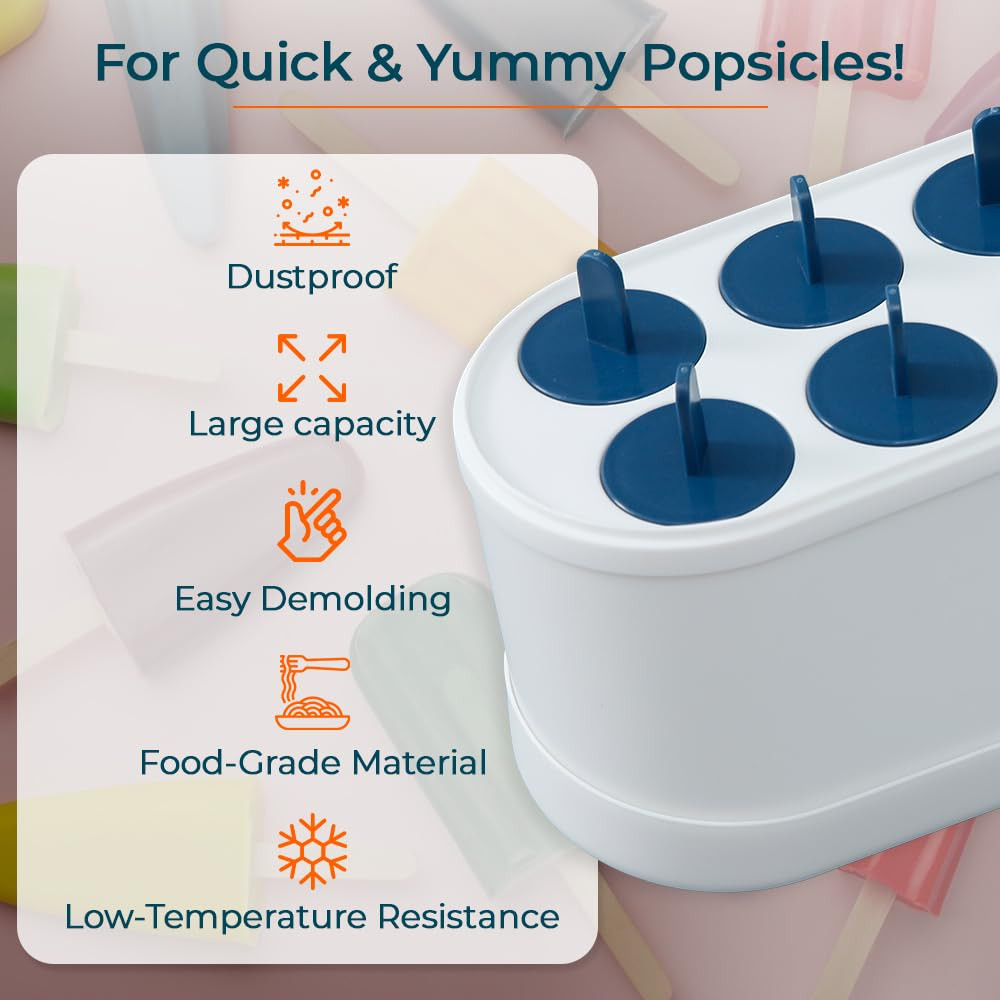 Kuber Industries Set of 8 Round Popsicle Mould|Reusable Ice Tray For Kulfi, Candy| White