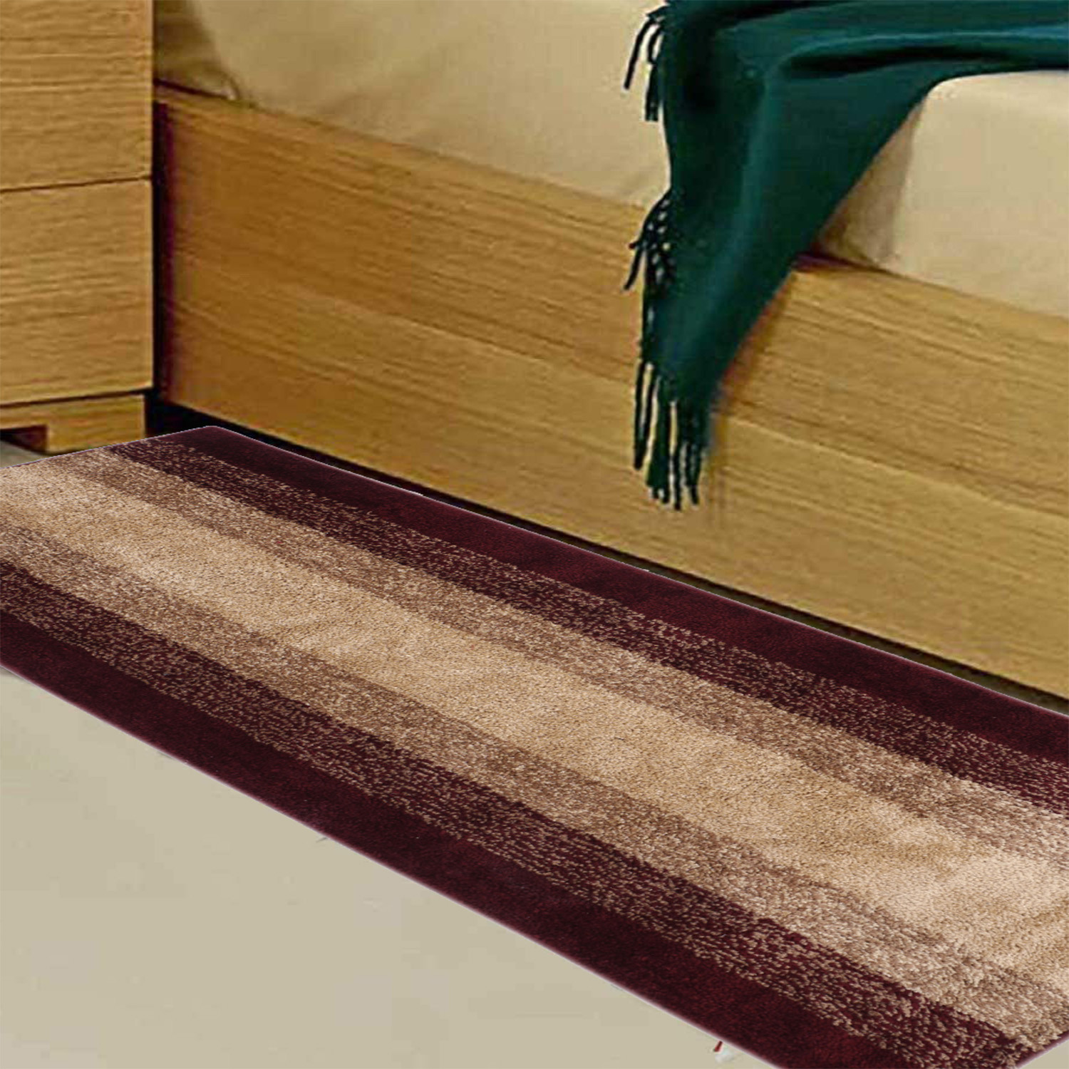 Kuber Industries Shaggy Carpet|Polyester Bedside Runner,Soft Rug For Hall,Offices,Kitchens,Bedroom,Floor Home Décor,5 x 2 Ft.(Maroon)