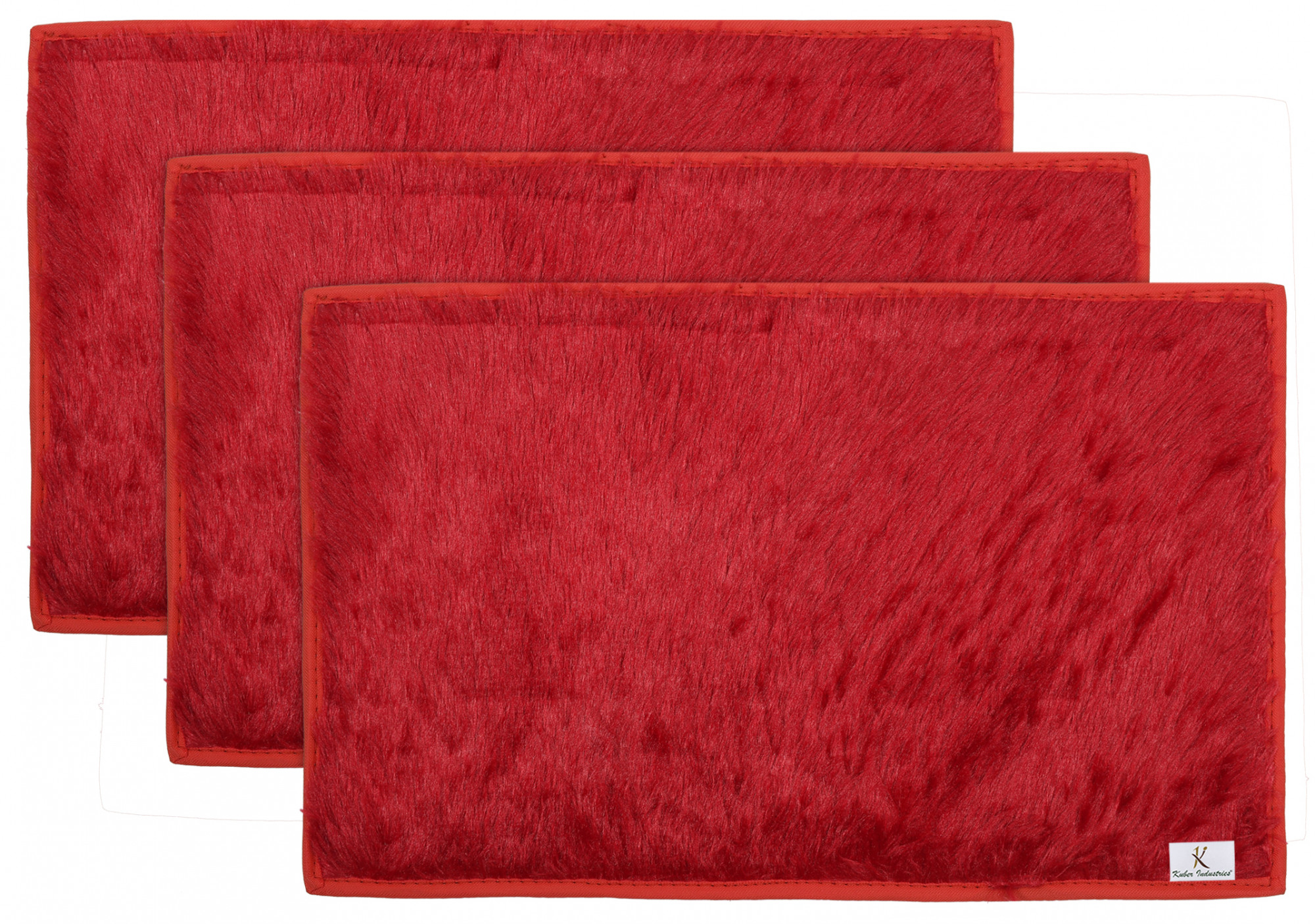Kuber Industries Shaggy Durable Microfiber Anti-Skid Door Mat, Heavy Duty Doormat, Indoor Outdoor, Easy Clean, Waterproof, Low-Profile Mats for Entry, Patio, Garage (Red)-33_S_KUBQMART11476