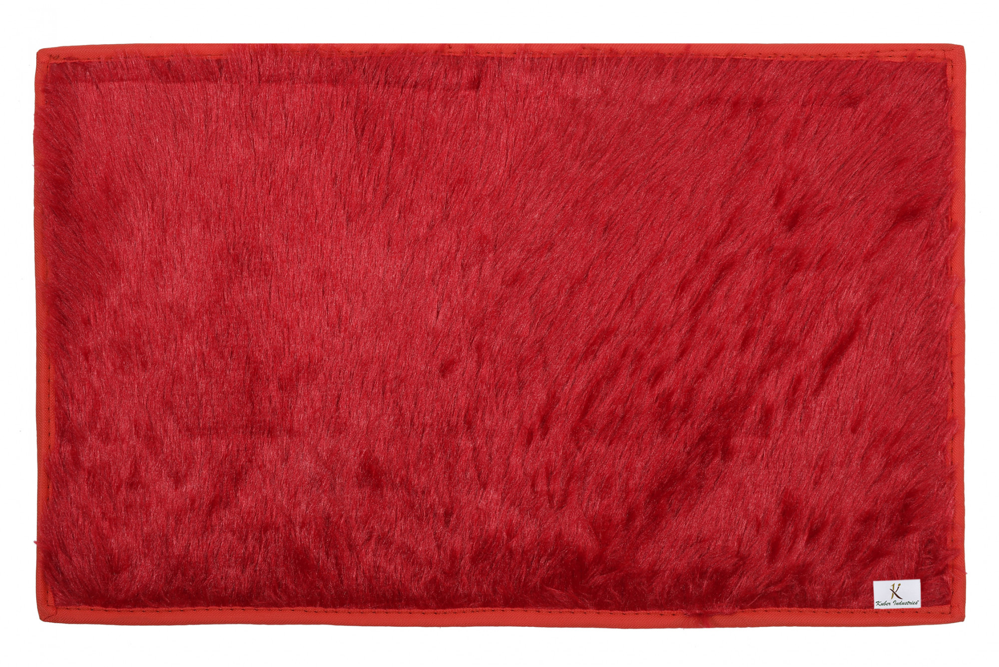 Kuber Industries Shaggy Durable Microfiber Anti-Skid Door Mat, Heavy Duty Doormat, Indoor Outdoor, Easy Clean, Waterproof, Low-Profile Mats for Entry, Patio, Garage (Set Of 2,Gold & Red)-33_S_KUBQMART11494