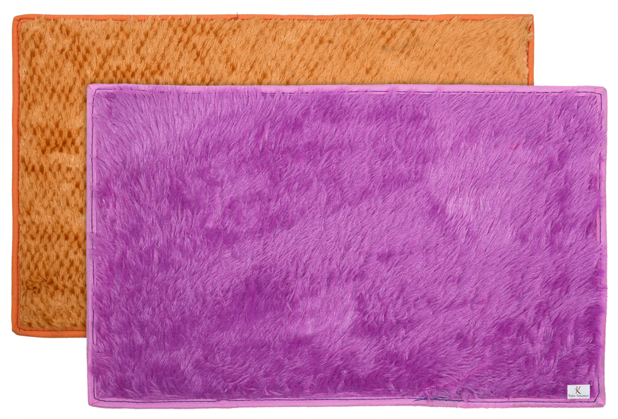 Kuber Industries Shaggy Durable Microfiber Anti-Skid Door Mat, Heavy Duty Doormat, Indoor Outdoor, Easy Clean, Waterproof, Low-Profile Mats for Entry, Patio, Garage (Set Of 2,Gold & Purple)-33_S_KUBQMART11496