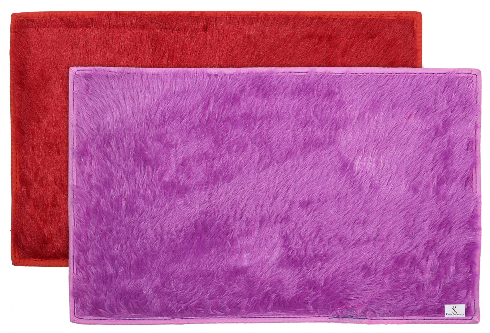 Kuber Industries Shaggy Durable Microfiber Anti-Skid Door Mat, Heavy Duty Doormat, Indoor Outdoor, Easy Clean, Waterproof, Low-Profile Mats for Entry, Patio, Garage (Set Of 2,Red & Purple)-33_S_KUBQMART11500