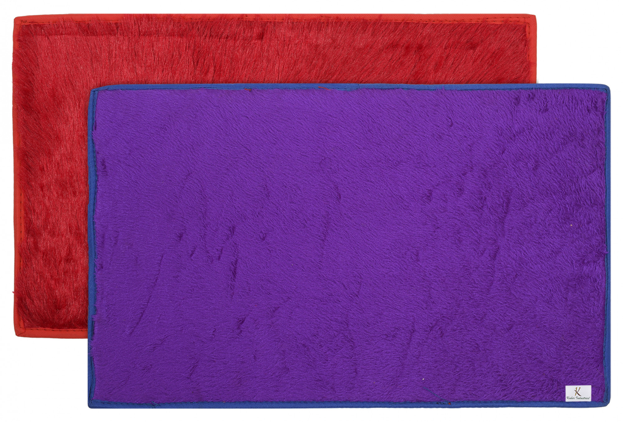 Kuber Industries Shaggy Durable Microfiber Anti-Skid Door Mat, Heavy Duty Doormat, Indoor Outdoor, Easy Clean, Waterproof, Low-Profile Mats for Entry, Patio, Garage (Set Of 2,Red & Blue)-33_S_KUBQMART11502