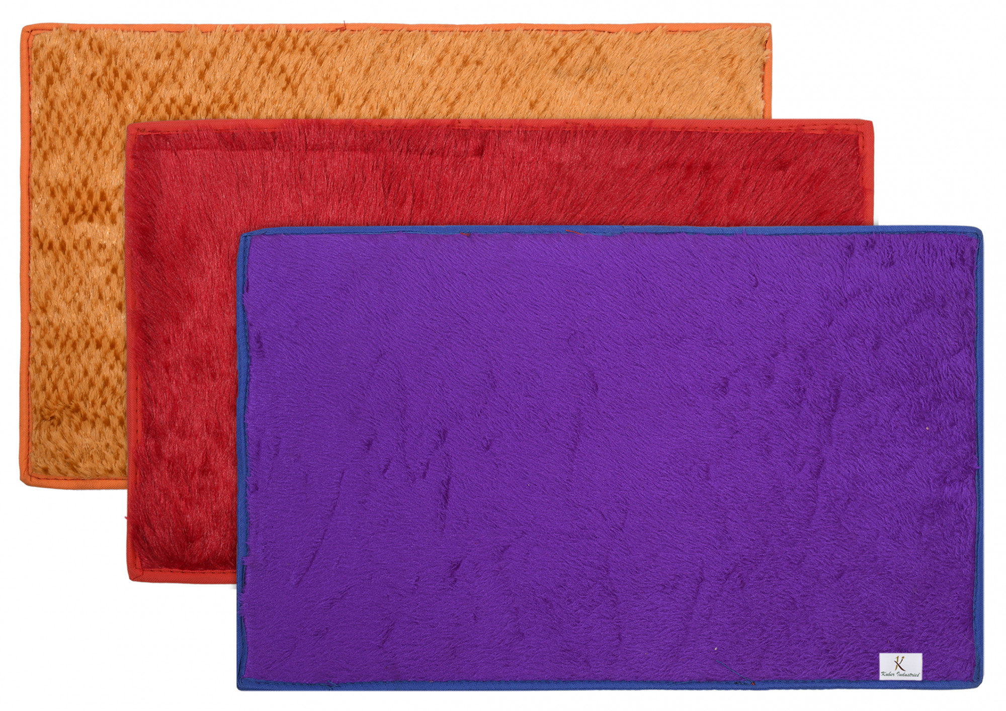 Kuber Industries Shaggy Durable Microfiber Anti-Skid Door Mat, Heavy Duty Doormat, Indoor Outdoor, Easy Clean, Waterproof, Low-Profile Mats for Entry, Patio, Garage (Set Of 3,Gold & Red & Blue)-33_S_KUBQMART11508