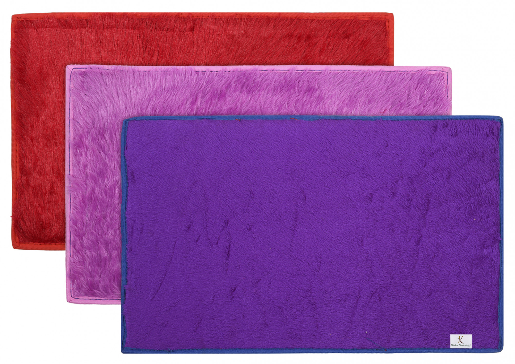 Kuber Industries Shaggy Durable Microfiber Anti-Skid Door Mat, Heavy Duty Doormat, Indoor Outdoor, Easy Clean, Waterproof, Low-Profile Mats for Entry, Patio, Garage (Set Of 3,Red & Purple & Blue)-33_S_KUBQMART11510