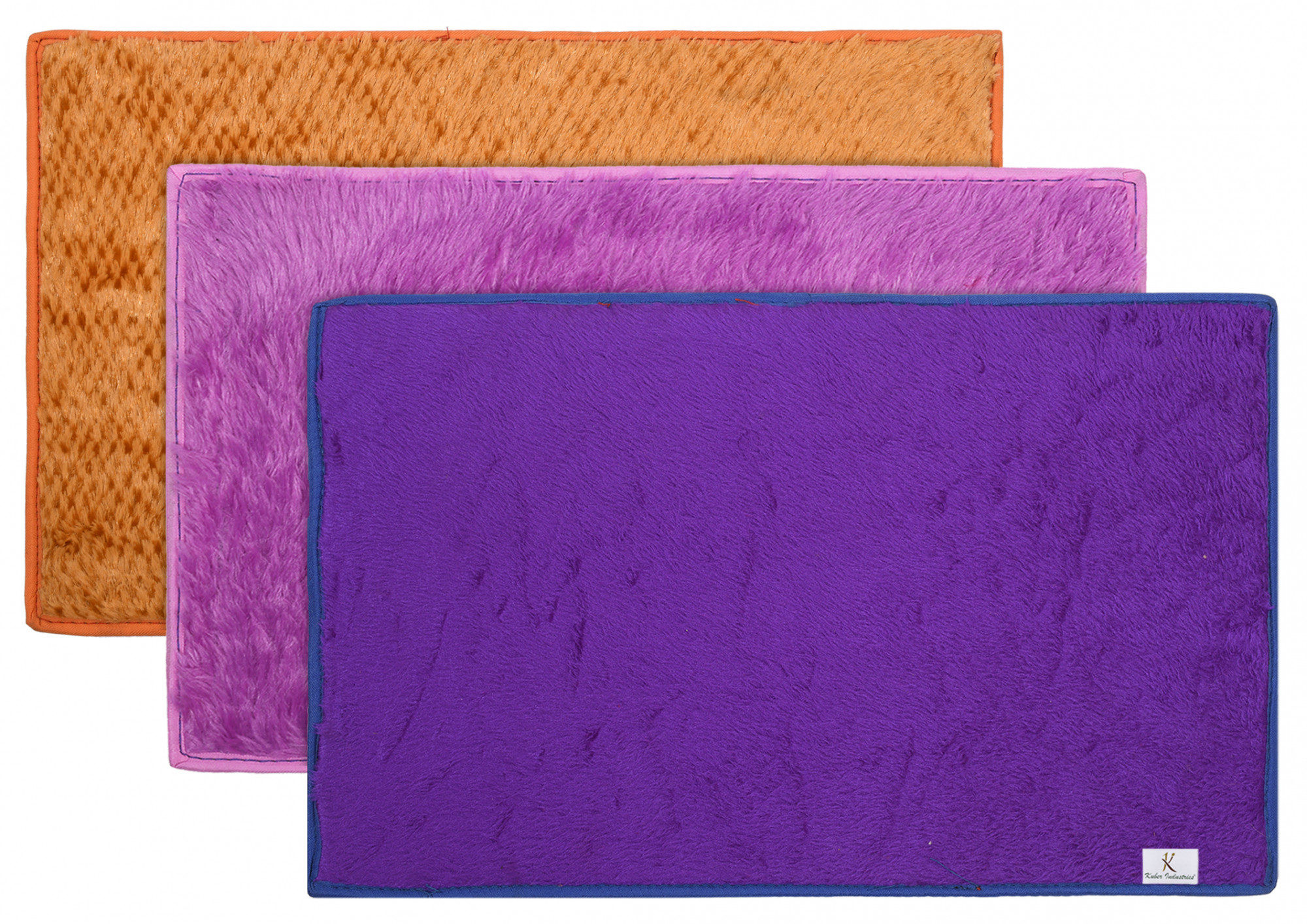 Kuber Industries Shaggy Durable Microfiber Anti-Skid Door Mat, Heavy Duty Doormat, Indoor Outdoor, Easy Clean, Waterproof, Low-Profile Mats for Entry, Patio, Garage (Set Of 3,Gold & Purple & Blue)-33_S_KUBQMART11512