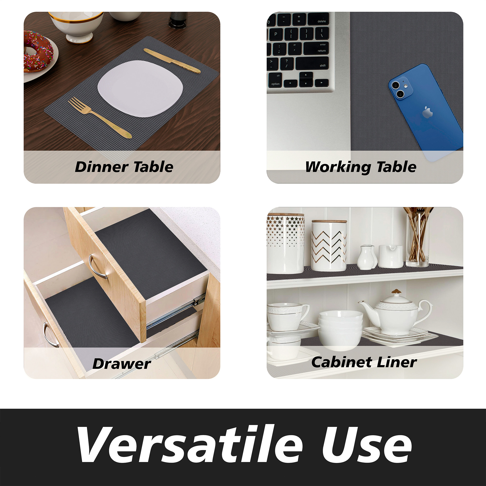 Kuber Industries Shelf Liner  15 MTR  Kitchen Shelf Liners  Shelf Liners for Wardrobe  Waterproof Shelf Liner Roll  Cabinet Shelf Mat  Shelf Liners for Cupboards  Mini Check  Grey