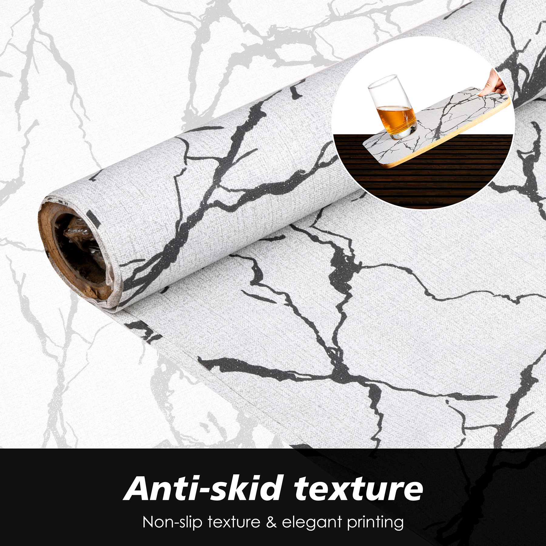 Kuber Industries Shelf Liner  3 MTR  Cabinet Shelf Liner  Kitchen Cabinets Protector Mat  Shelf Liner for Kitchen  Drawer Liner Mat  Shelf Liner for Drawers  Marble Print  Light Grey