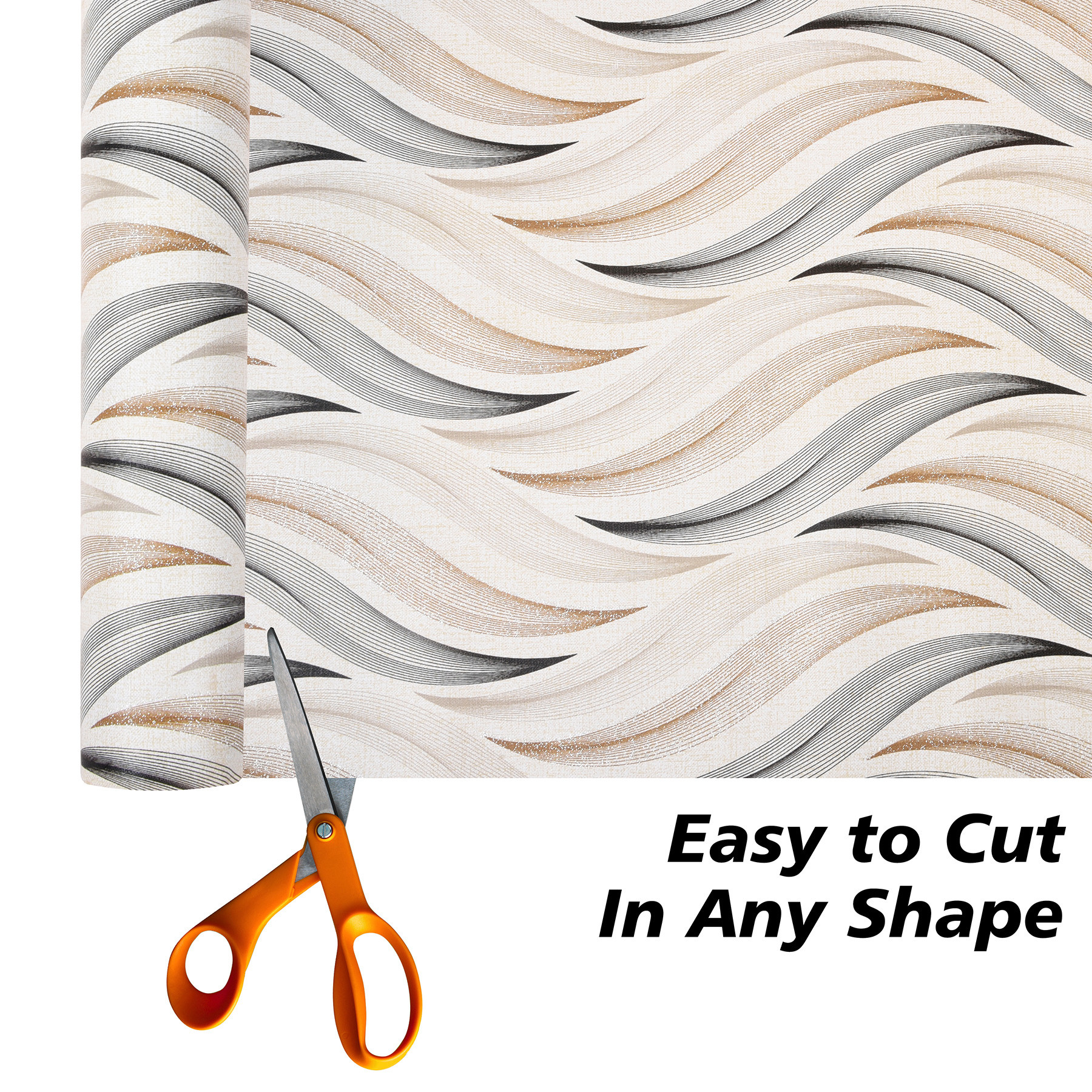 Kuber Industries Shelf Liner  3 MTR  Cabinet Shelf Liner  Kitchen Cabinets Protector Mat  Shelf Liner for Kitchen  Drawer Liner Mat  Shelf Liner for Drawers  Wave Print  Cream