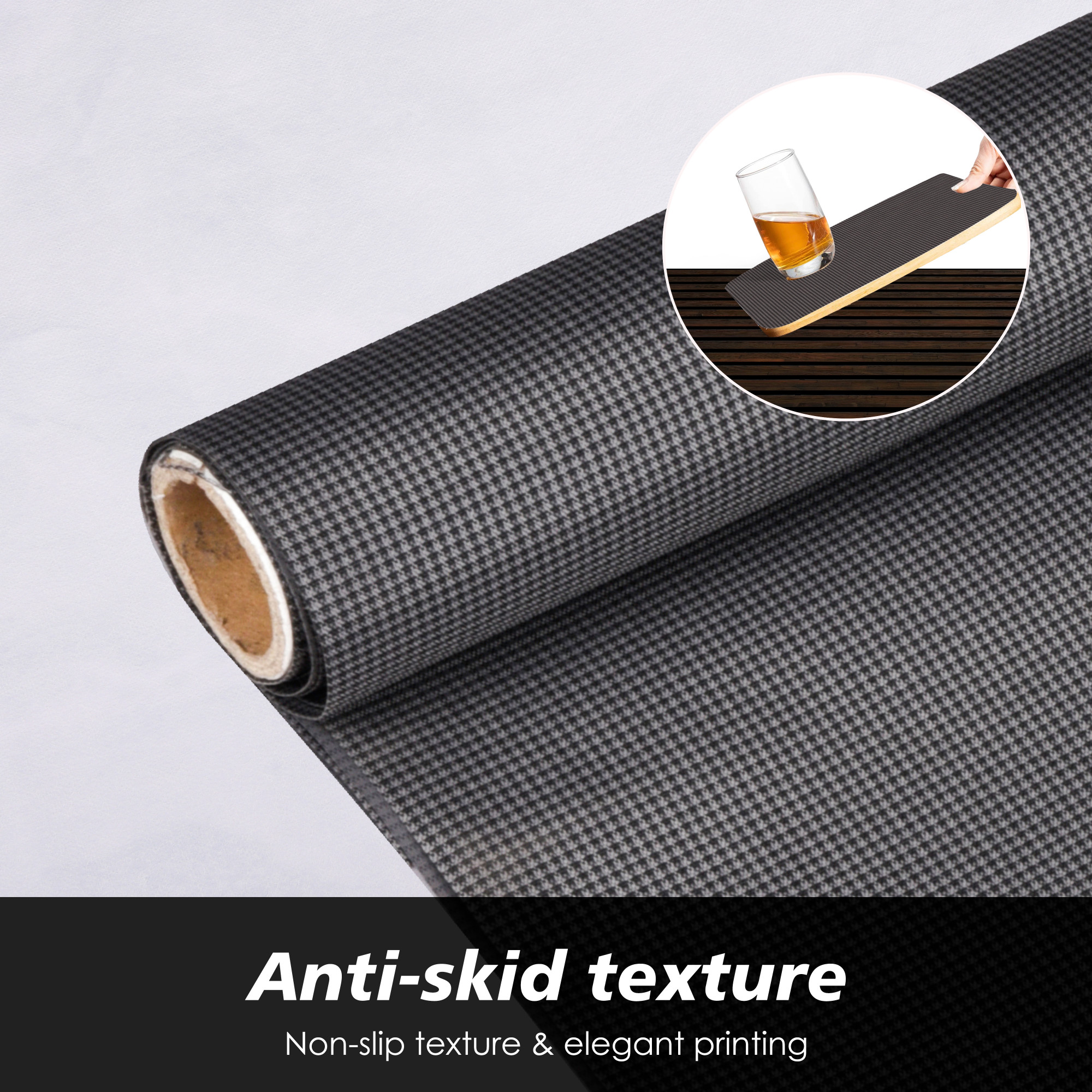 Kuber Industries Shelf Liner  3 MTR  Shelf Liners for Wardrobe  Kitchen Shelf Liners  Waterproof Shelf Liner Roll  Cabinet Shelf Mat  Shelf Liners for Cupboards  Mini Check  Grey