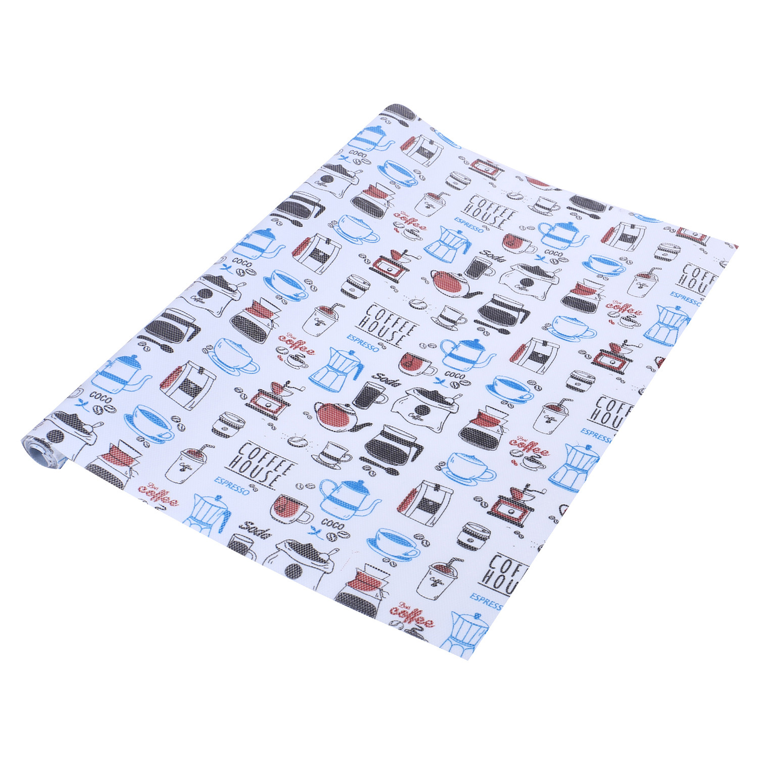 Kuber Industries Shelf Liner  EVA Kitchen Cabinet Shelf Mat  Anti-Slip Bathroom Mat  Fridge Mat  Blue Coffee house Wardrobe Mat  White