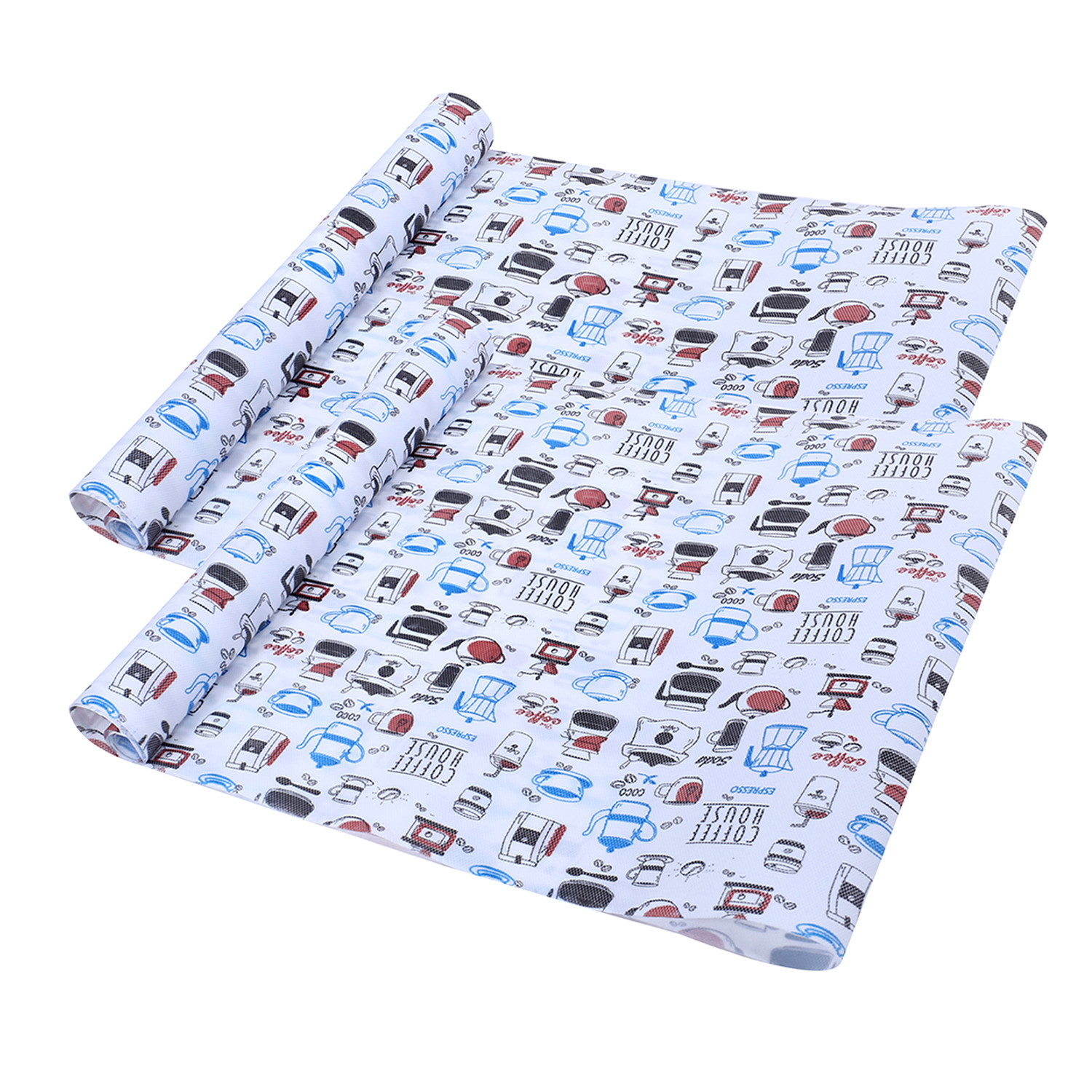 Kuber Industries Shelf Liner | EVA Kitchen Cabinet Shelf Mat | Anti-Slip Bathroom Mat | Fridge Mat | Blue Coffee house Wardrobe Mat | 3 Meter | White