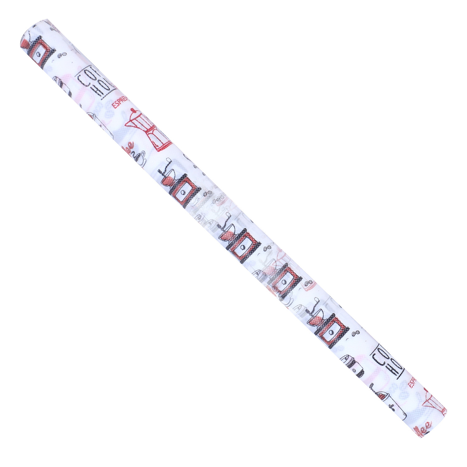 Kuber Industries Shelf Liner  EVA Kitchen Cabinet Shelf Mat  Anti-Slip Bathroom Mat  Fridge Mat  Red Coffee house Wardrobe Mat - White