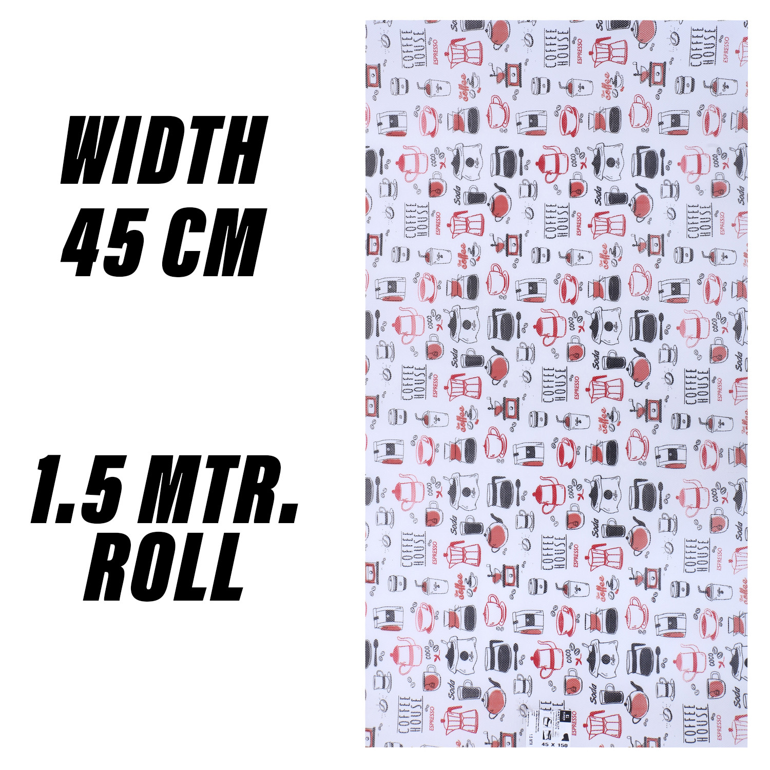 Kuber Industries Shelf Liner  EVA Kitchen Cabinet Shelf Mat  Anti-Slip Bathroom Mat  Fridge Mat  Red Coffee house Wardrobe Mat  15 Meter  White